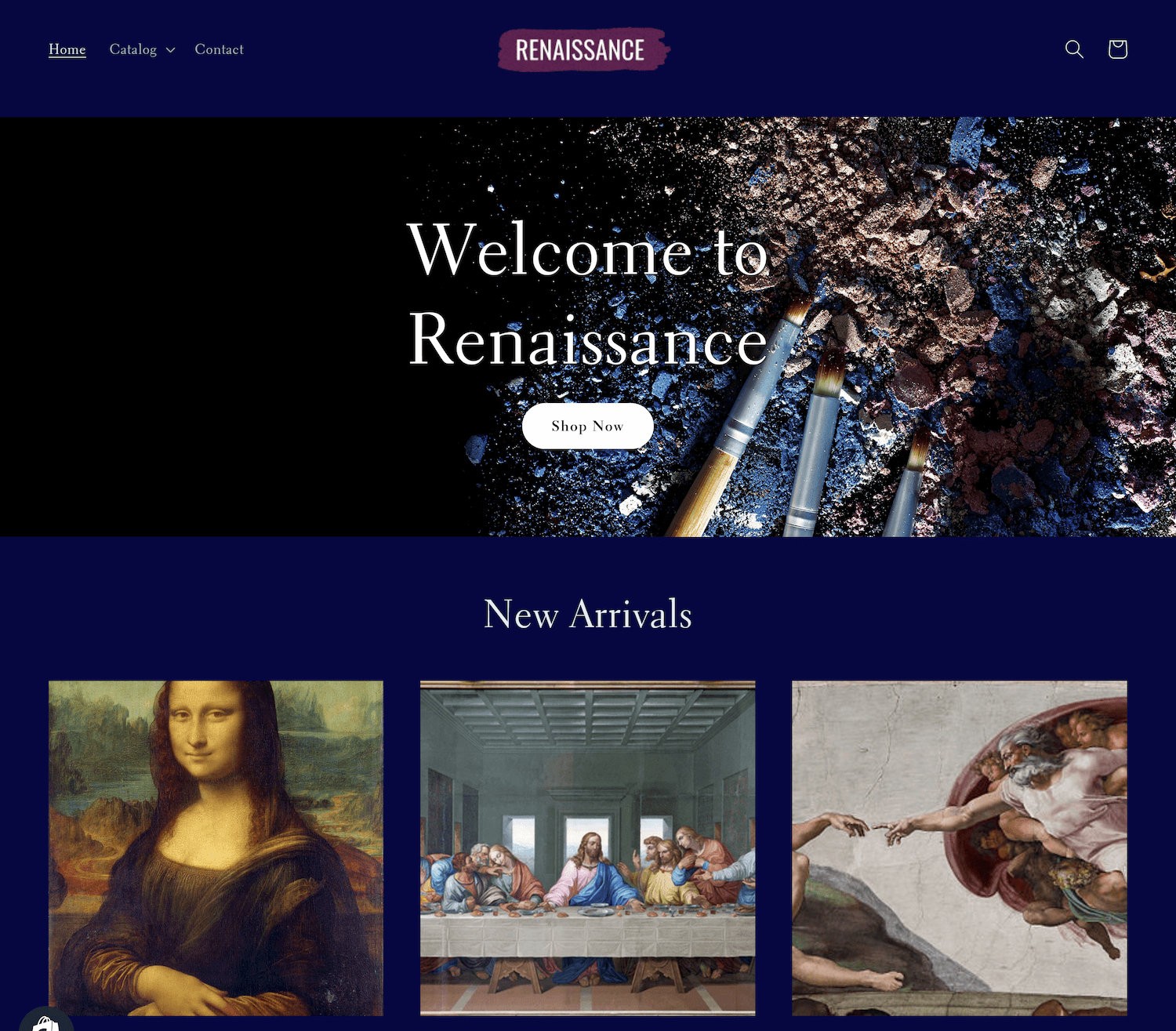 Work sample - Renaissance - Art gallery built with Shopify